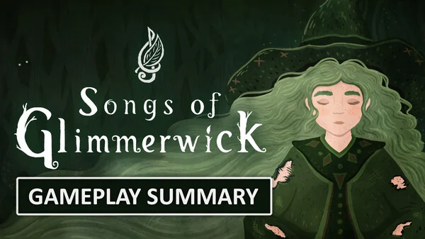 Official Songs of Glimmerwick gameplay summary preview, with an illustrated green-haired character.